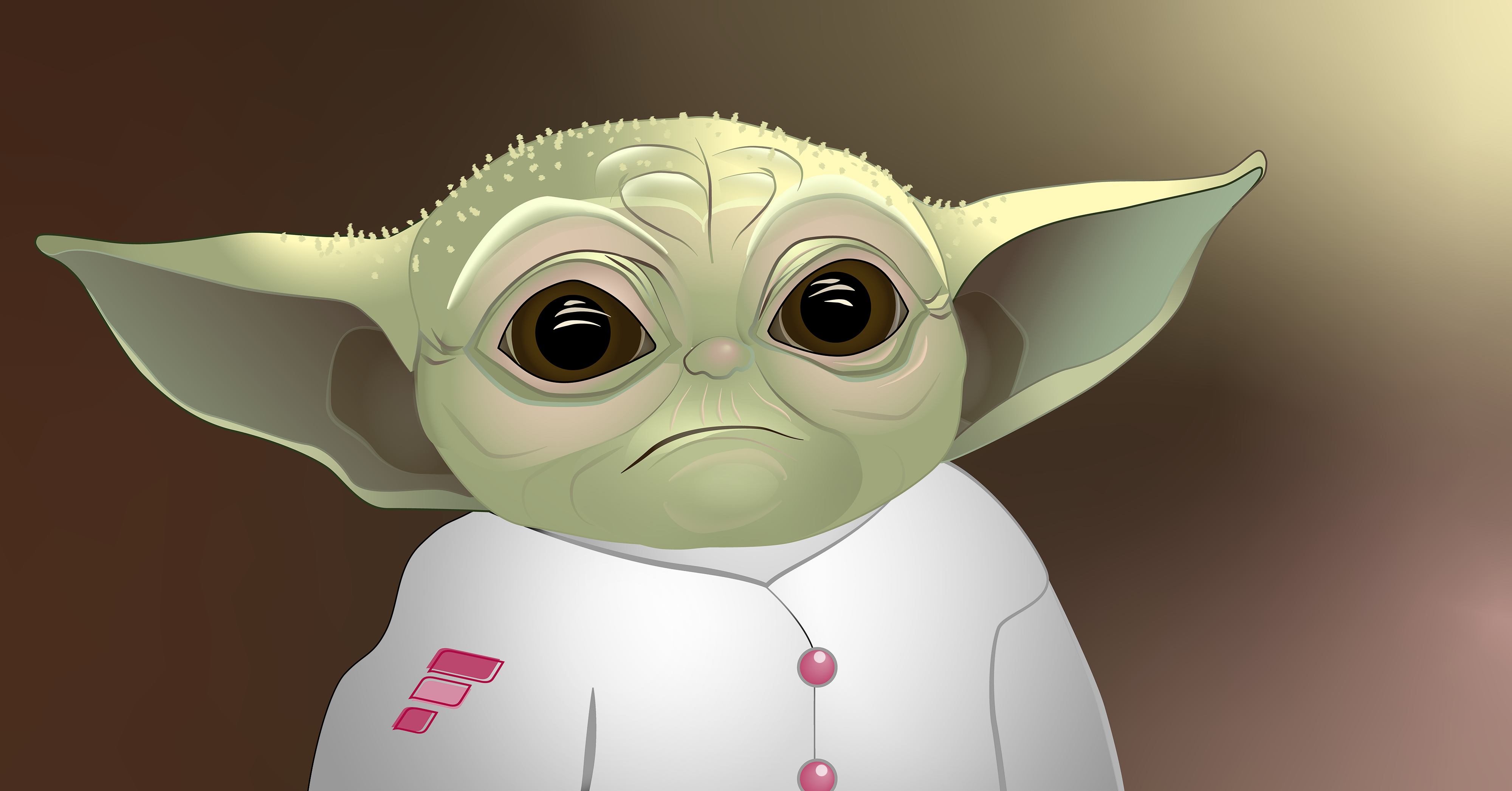 Baby Yoda in Feltenpersonal outfit vector illustration